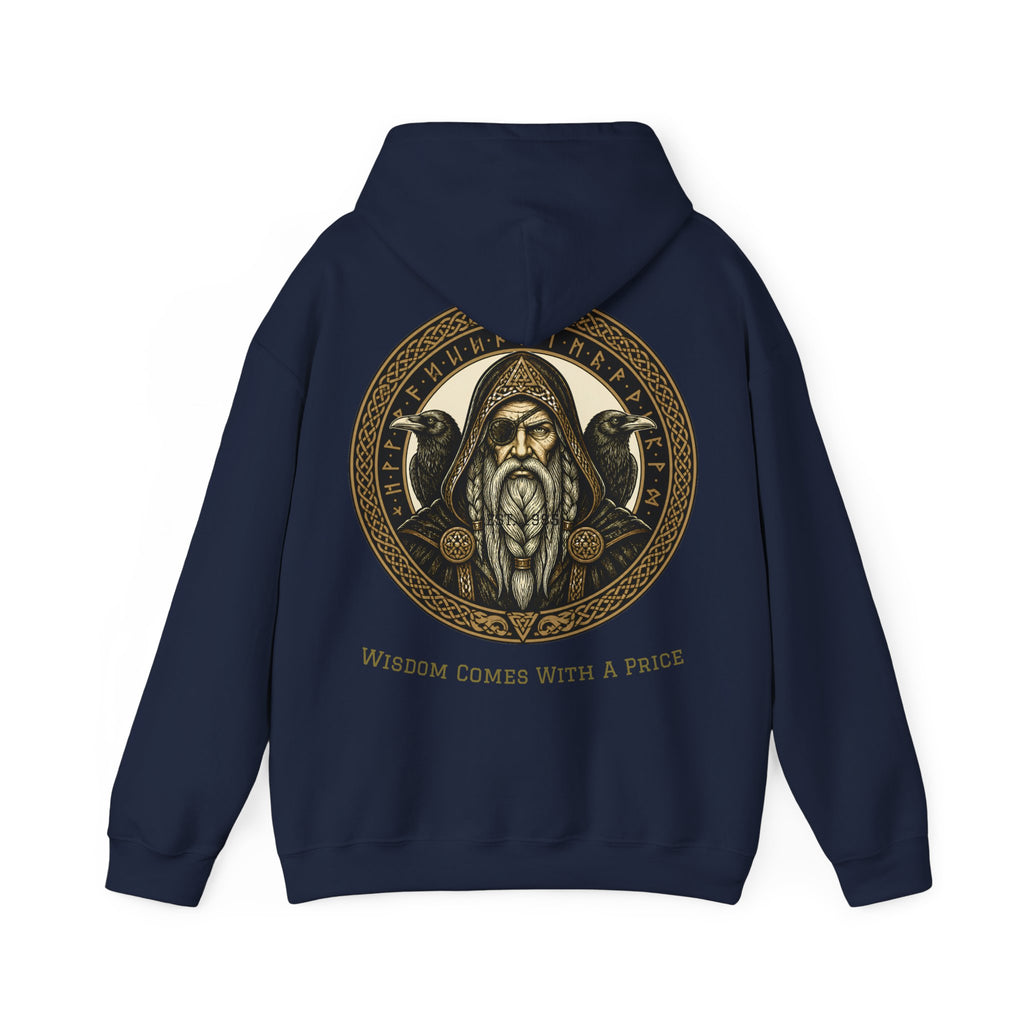 Hoodie met het goudkleurige Odin-embleem met raven en runen