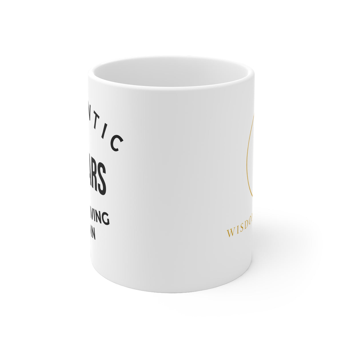 Weiße Tasse mit dem Text Authentic 50 years of not giving a damn und selbst wählbarem Alter