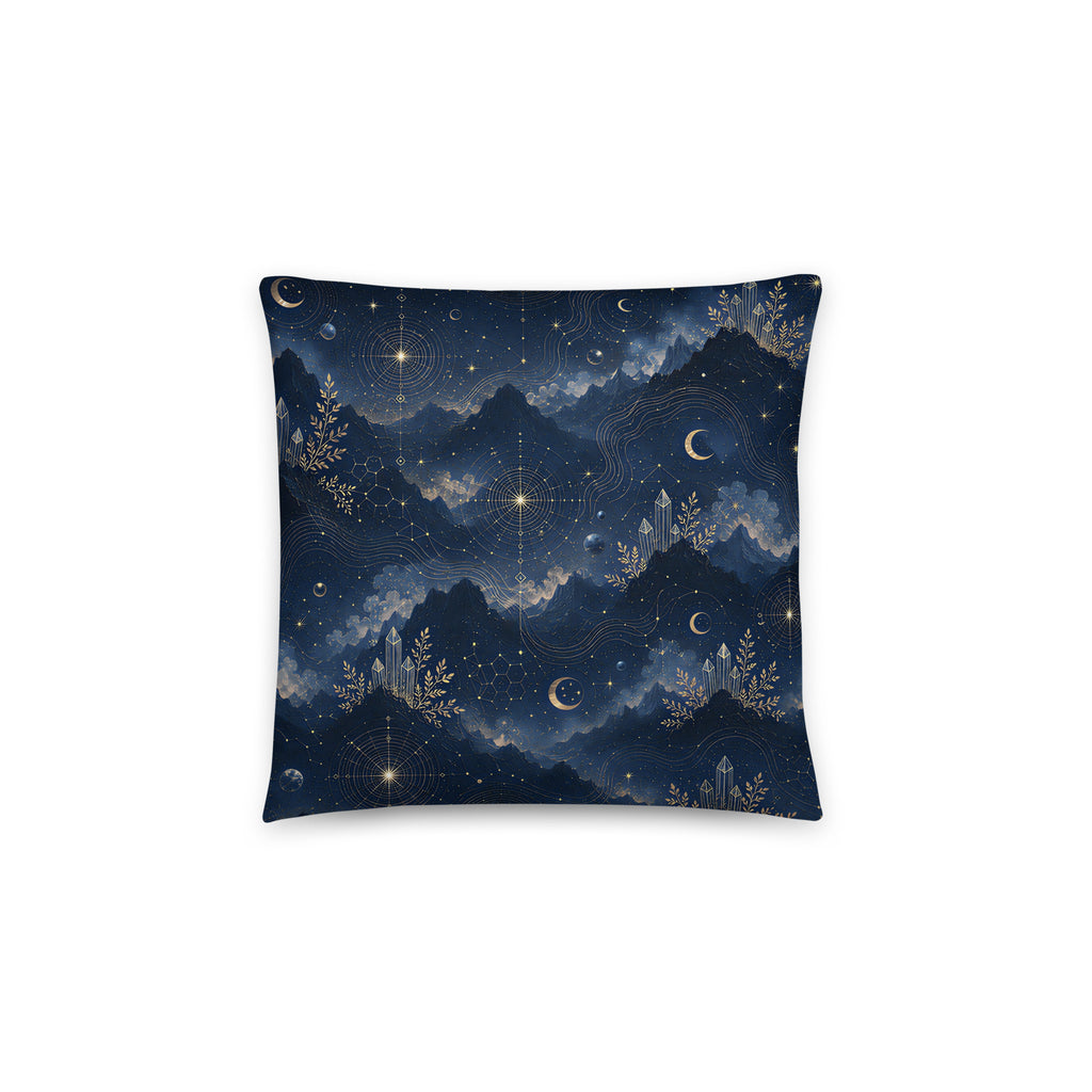 Sierkussen in blauw en goud met sci-fi en fantasy motief