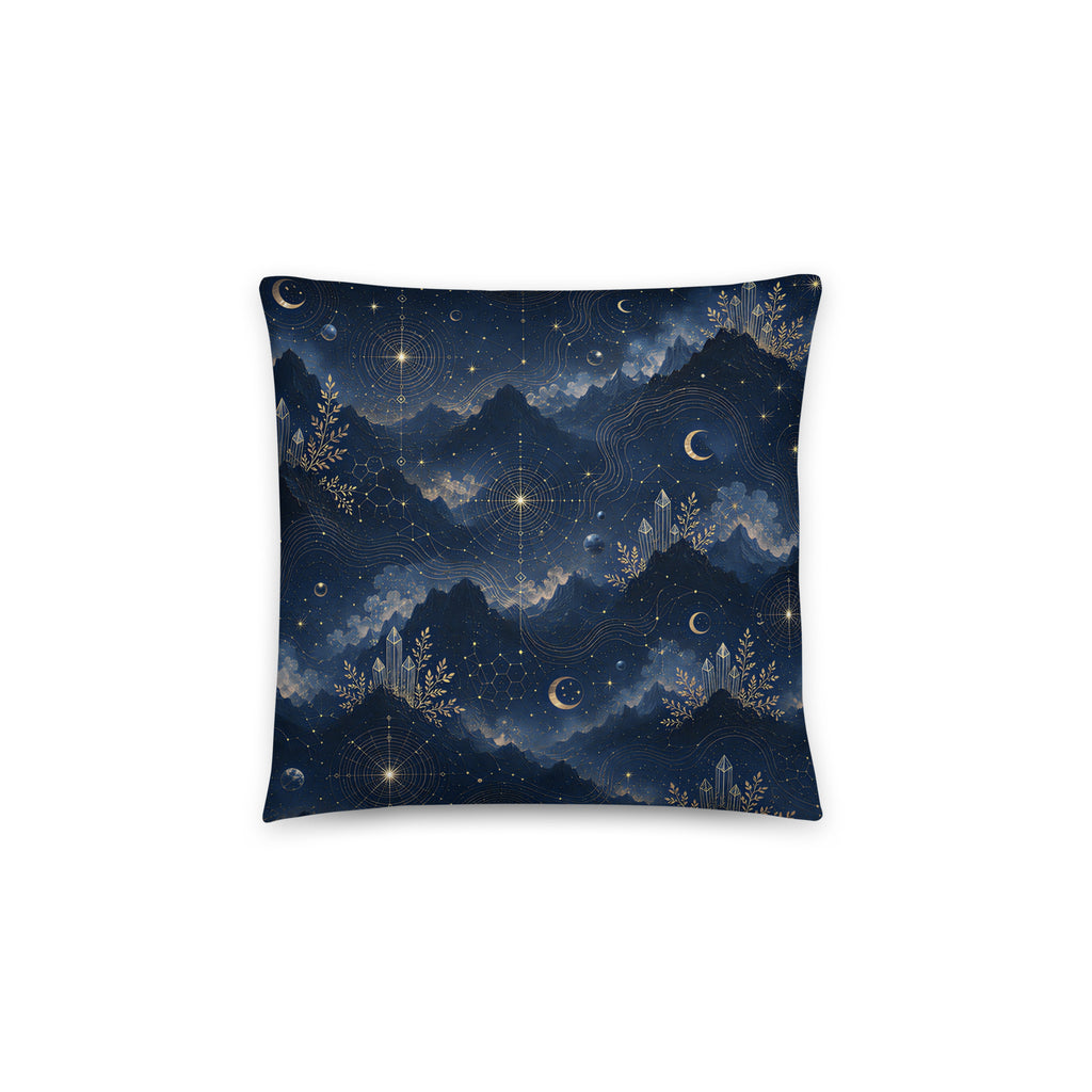 Sierkussen in blauw en goud met sci-fi en fantasy motief