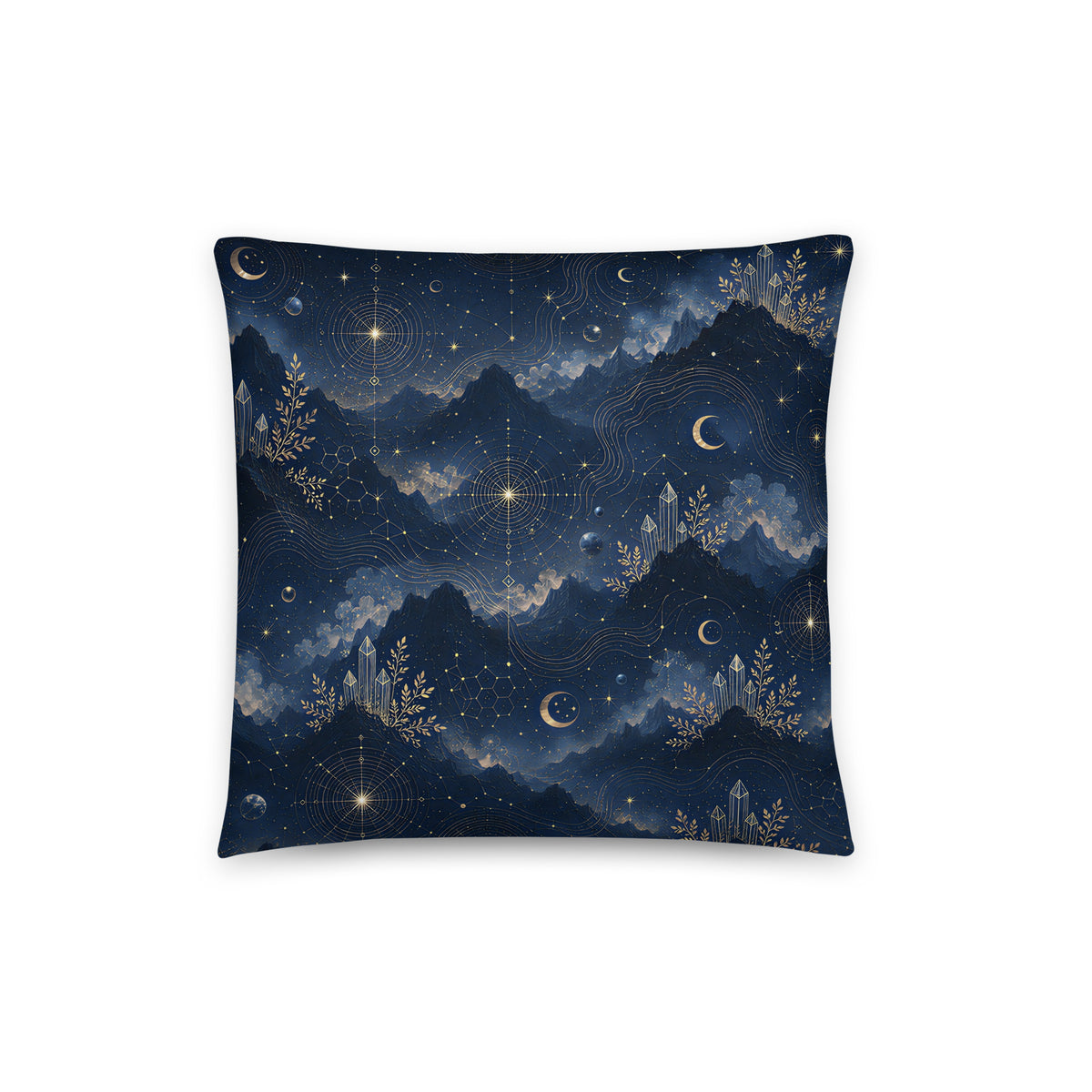 Sierkussen in blauw en goud met sci-fi en fantasy motief