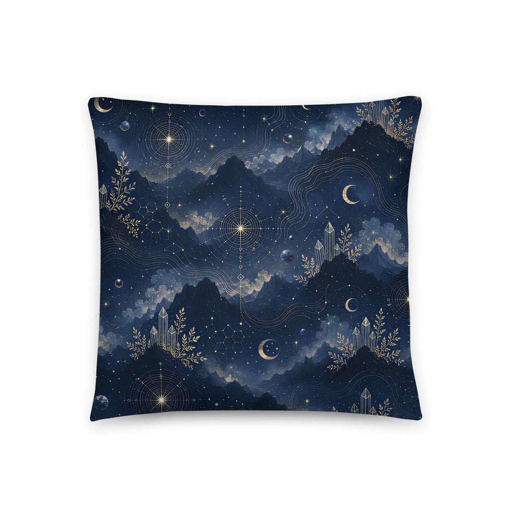 Sierkussen in blauw en goud met sci-fi en fantasy motief
