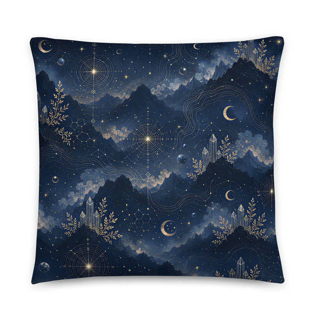 Sierkussen in blauw en goud met sci-fi en fantasy motief