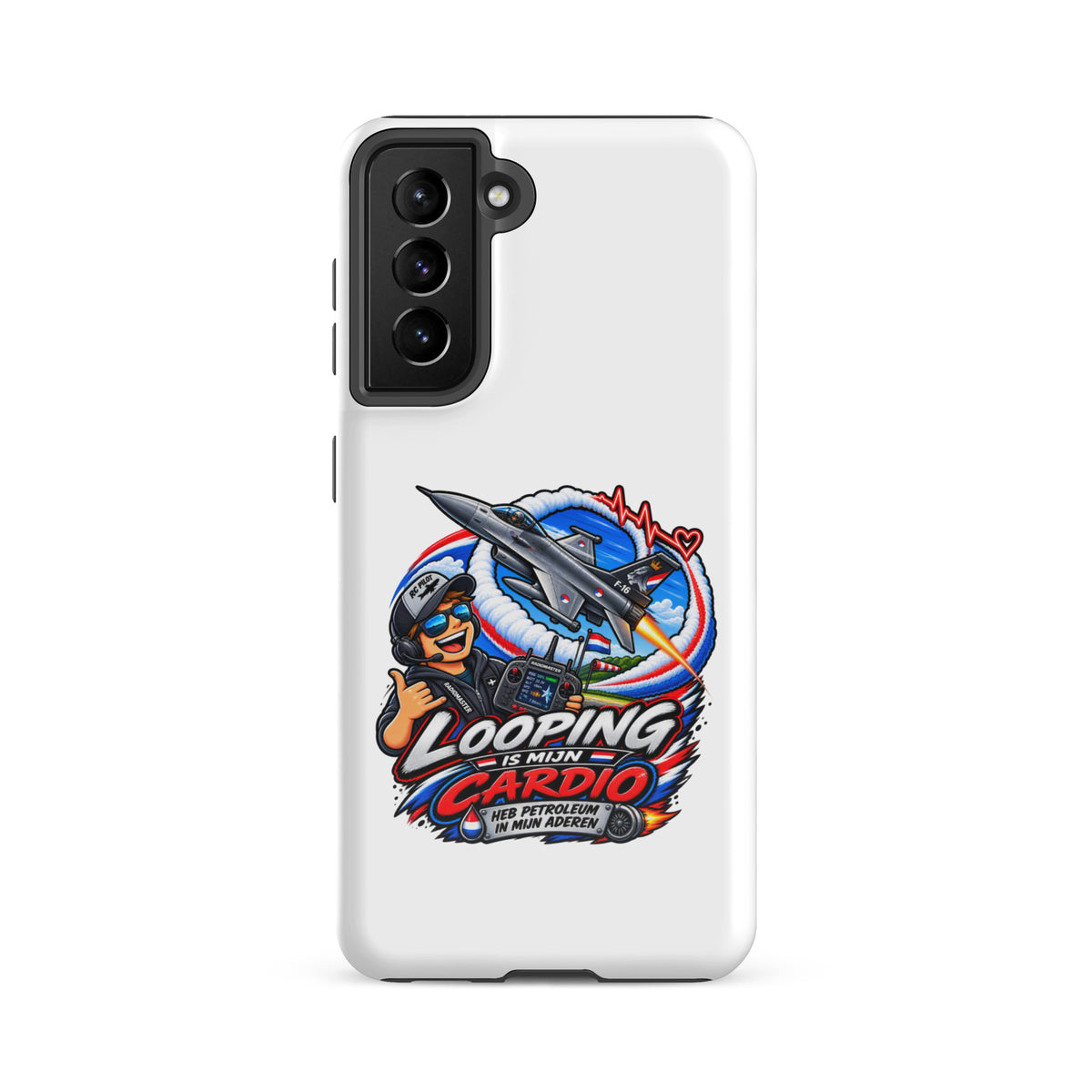 Samsung Galaxy telefoonhoesje met F-16 in looping