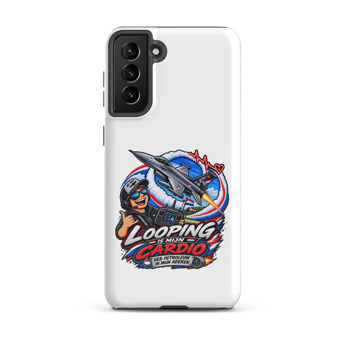 Samsung Galaxy telefoonhoesje met F-16 in looping