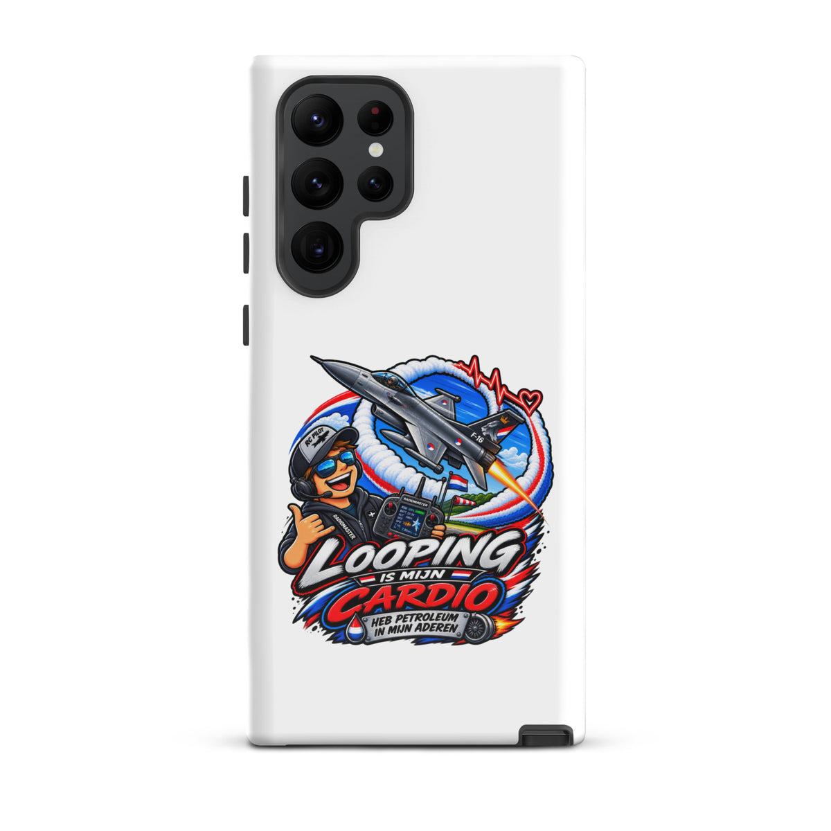 Samsung Galaxy telefoonhoesje met F-16 in looping