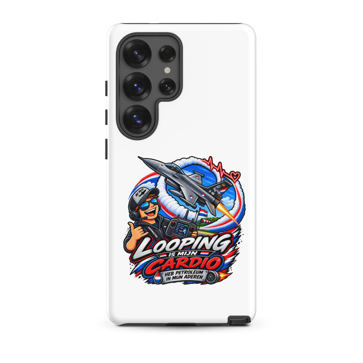 Samsung Galaxy telefoonhoesje met F-16 in looping