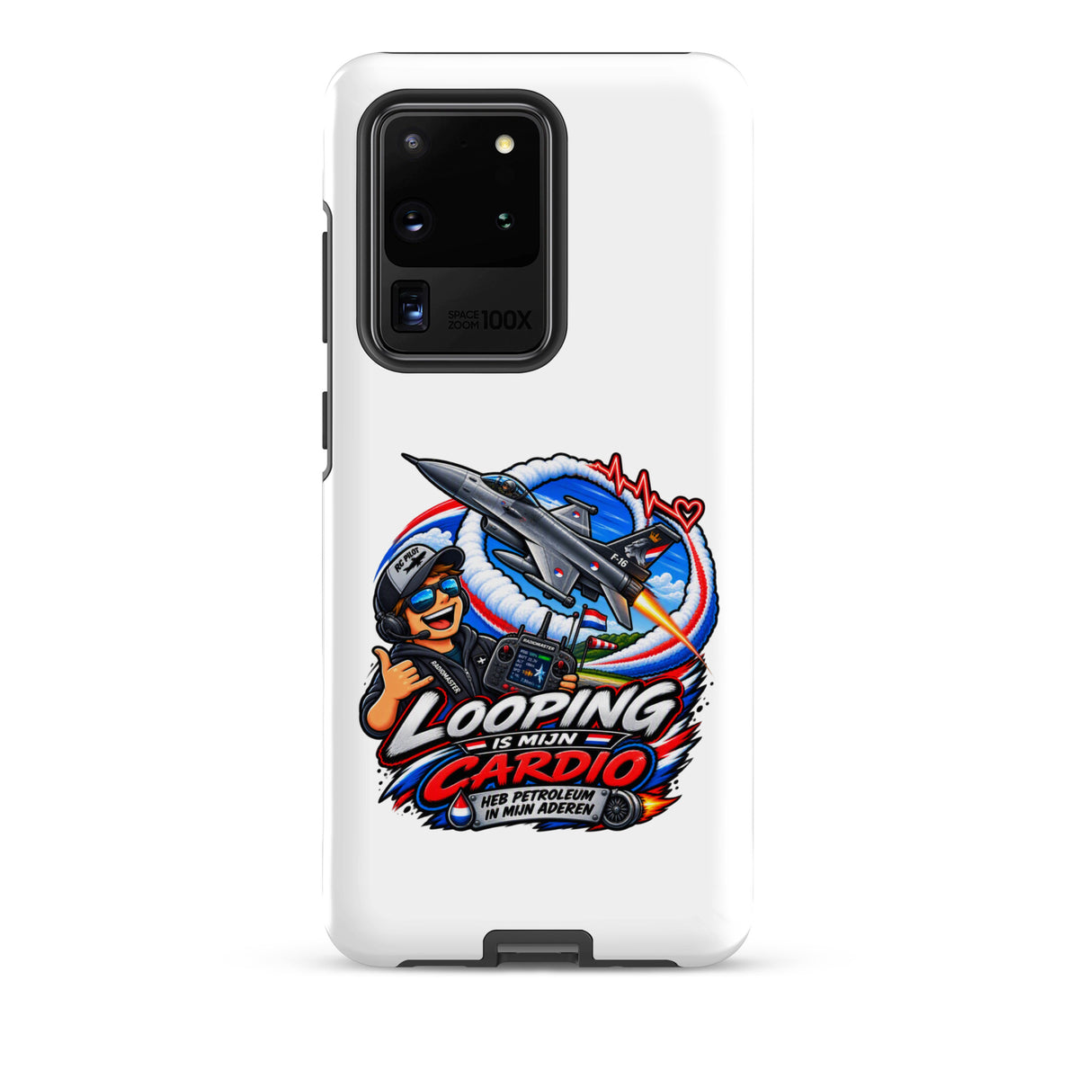 Samsung Galaxy telefoonhoesje met F-16 in looping