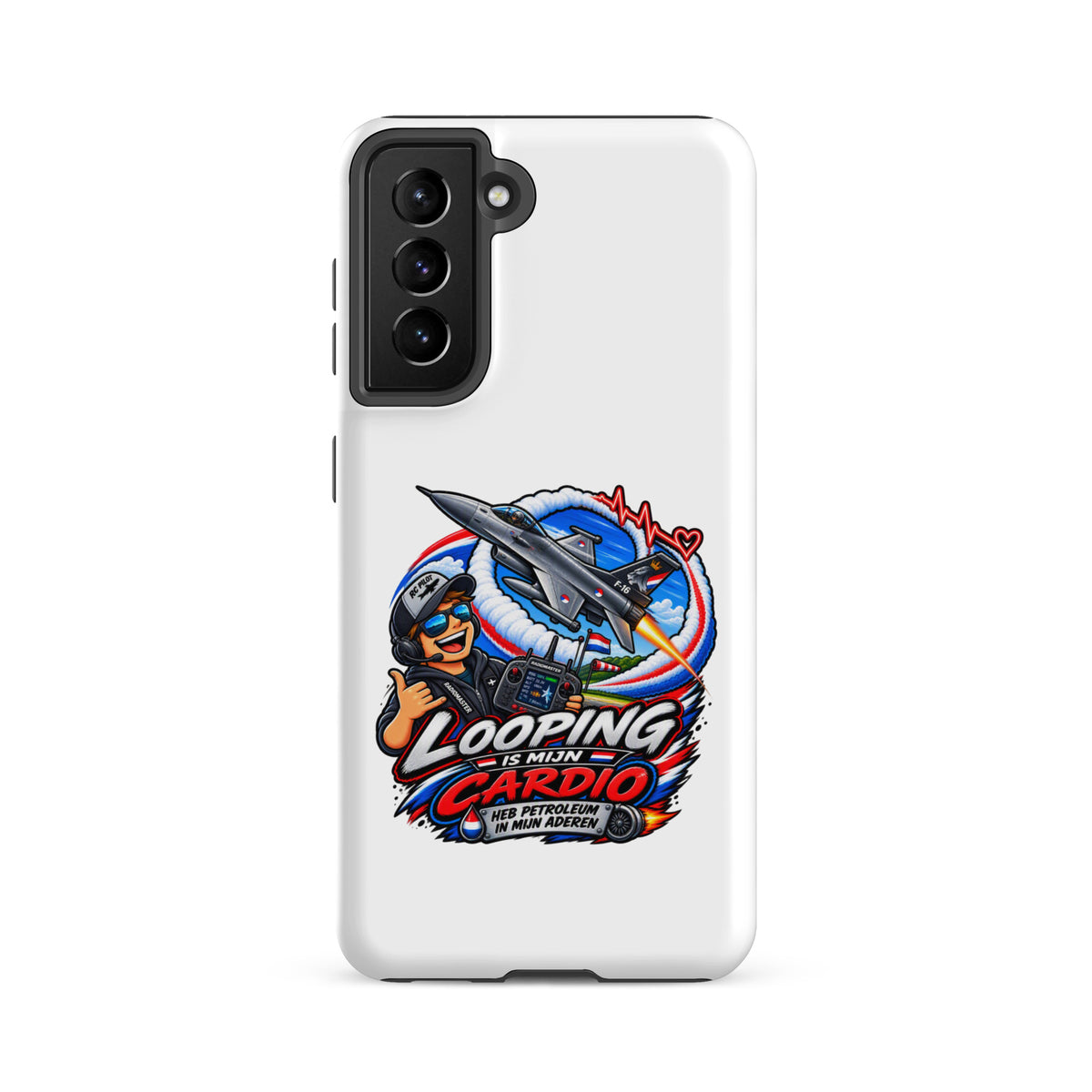 Samsung Galaxy telefoonhoesje met F-16 in looping