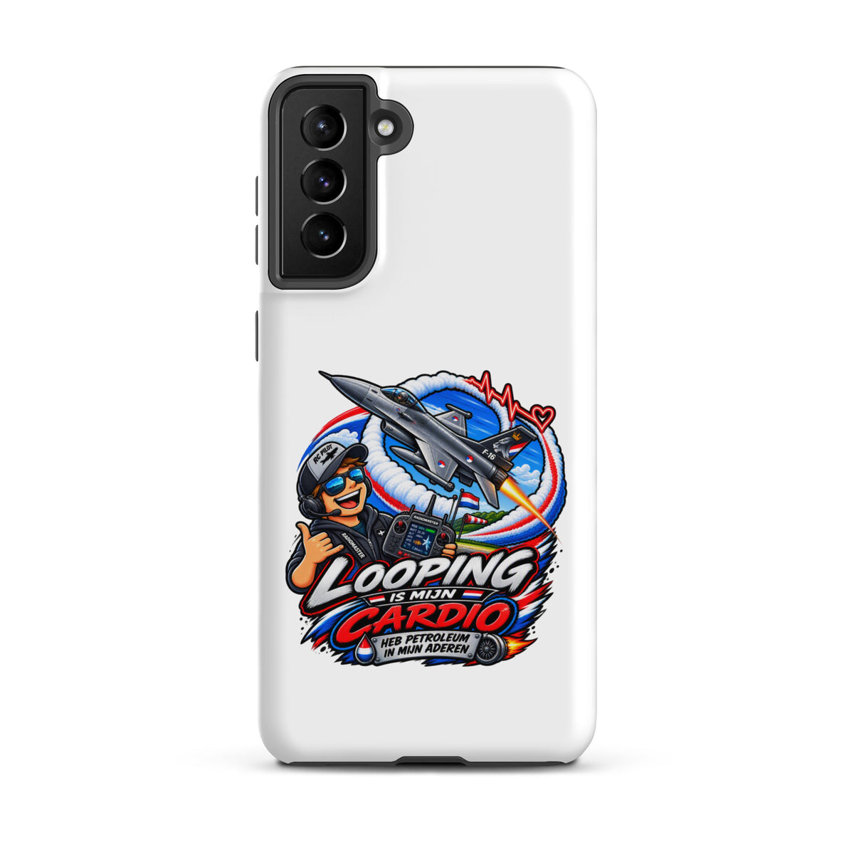 Samsung Galaxy telefoonhoesje met F-16 in looping