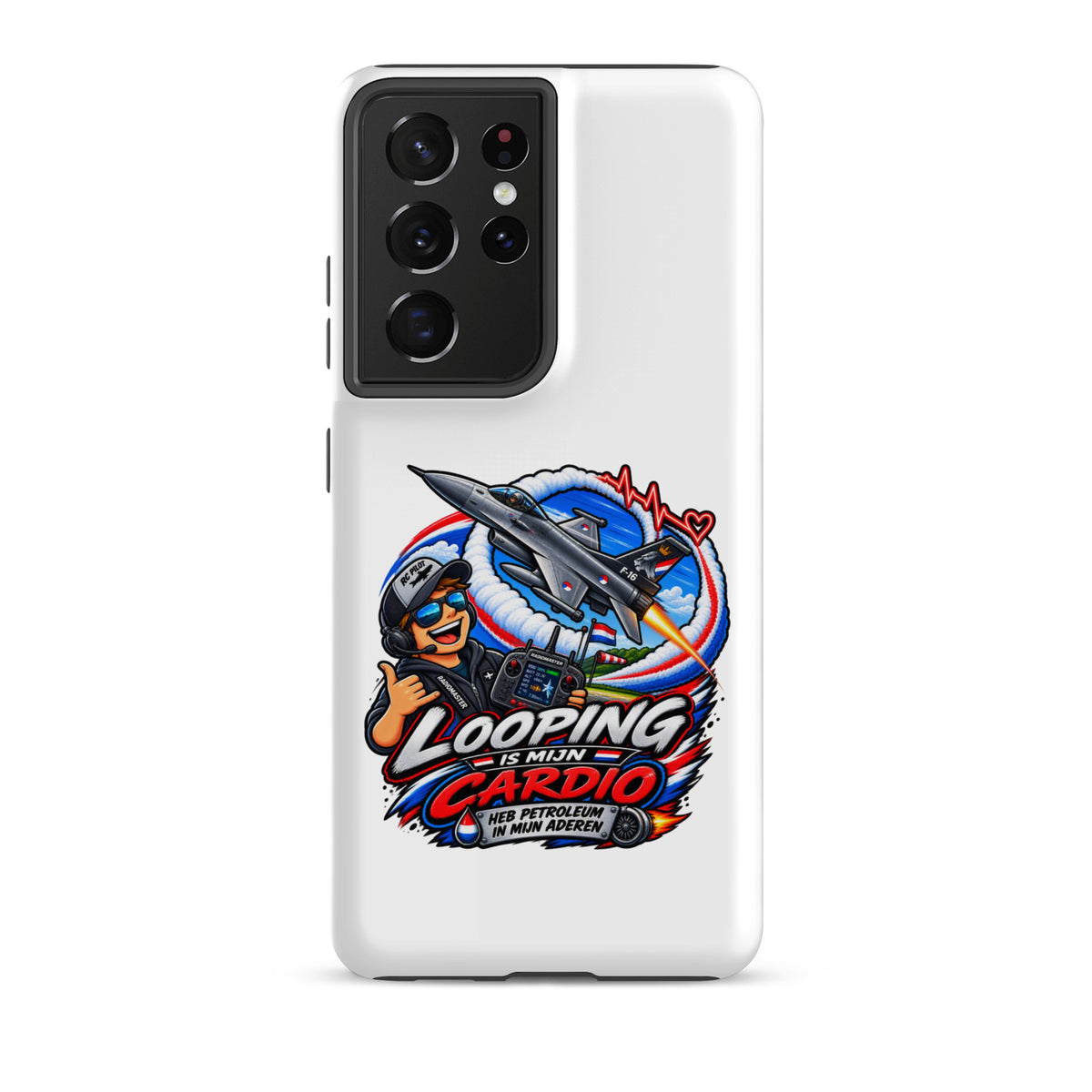 Samsung Galaxy telefoonhoesje met F-16 in looping