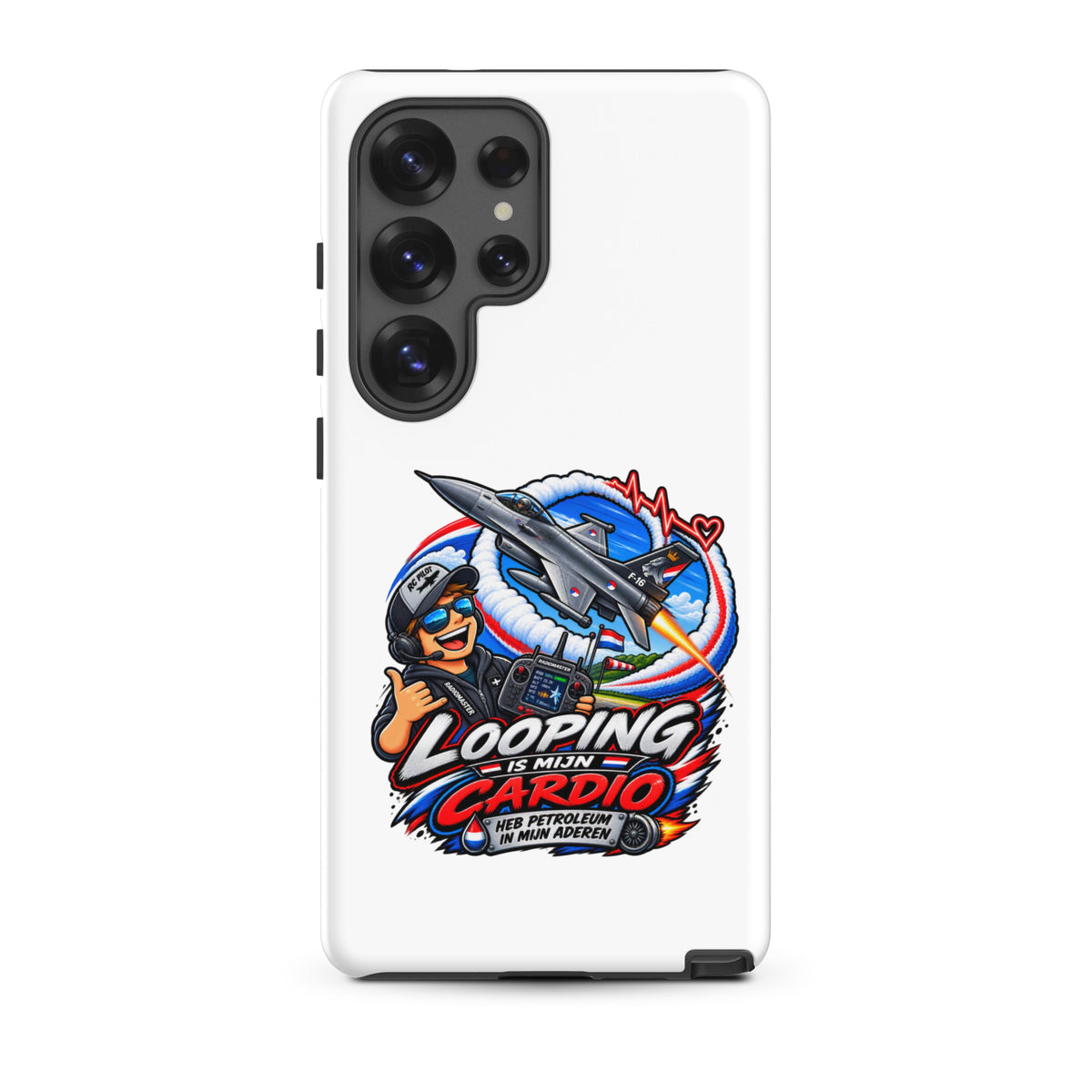 Samsung Galaxy telefoonhoesje met F-16 in looping