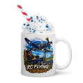 Witte mok met het vintage jachtvliegtuig Corsair